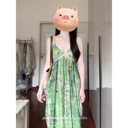 波西米亚风夏季新款吊带V领露背