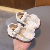 女宝宝鞋 春秋软底婴儿学步鞋 女童豆豆鞋 单鞋 3岁0 儿童皮鞋 公主鞋