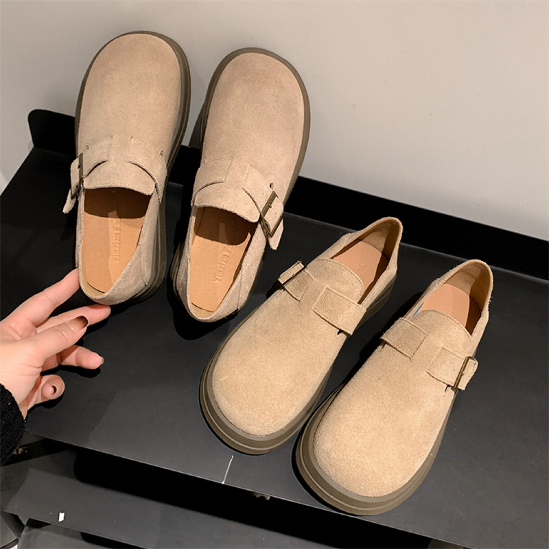 真皮全包勃肯鞋女单鞋2024新款经典一脚蹬乐福鞋复古平底博肯鞋子