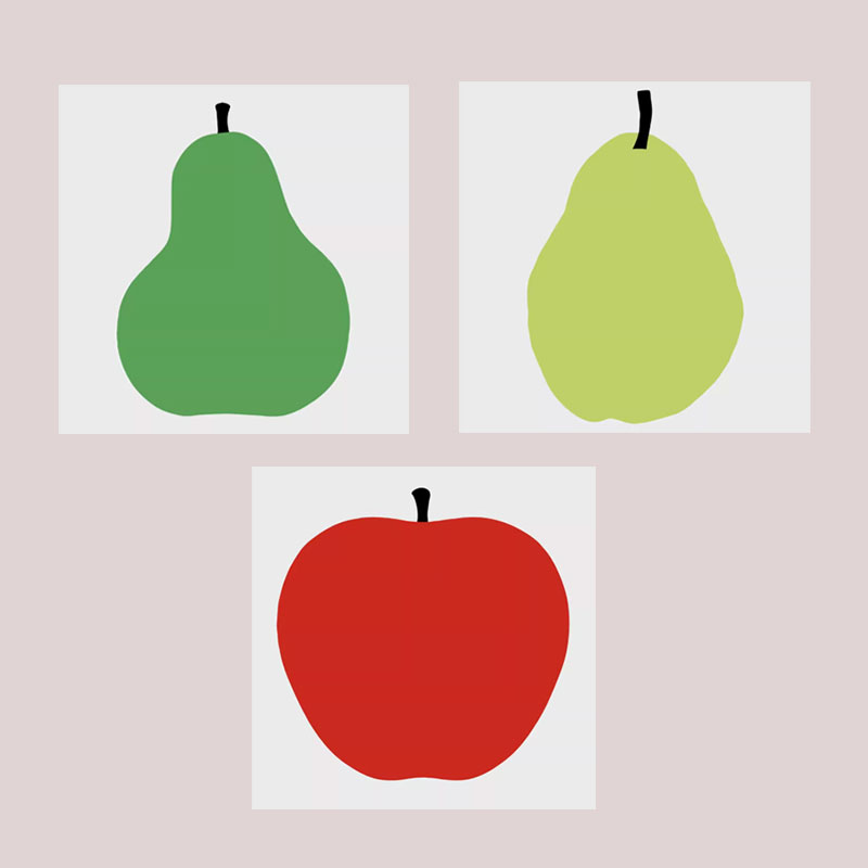 Enzo Mari 红色苹果绿色梨子北欧极简约卡通儿童房装饰画海报贴画