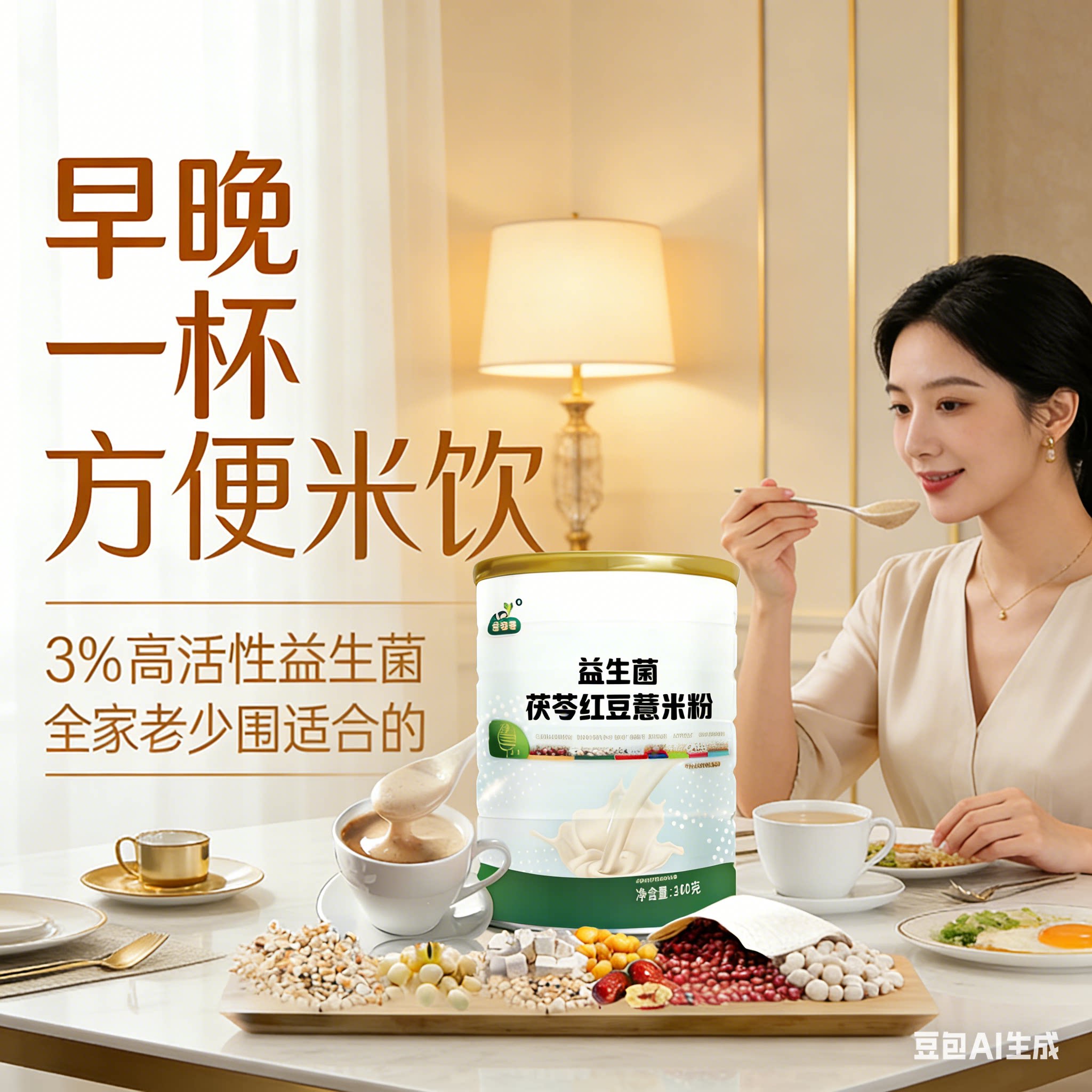 益生菌茯苓红豆薏米粉八珍五谷杂粮早餐营养老人女性冲饮赤小豆