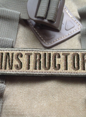 棕色INSTRUCTOR教练指导员军事战术3D刺绣魔术贴臂章徽章军迷贴棕