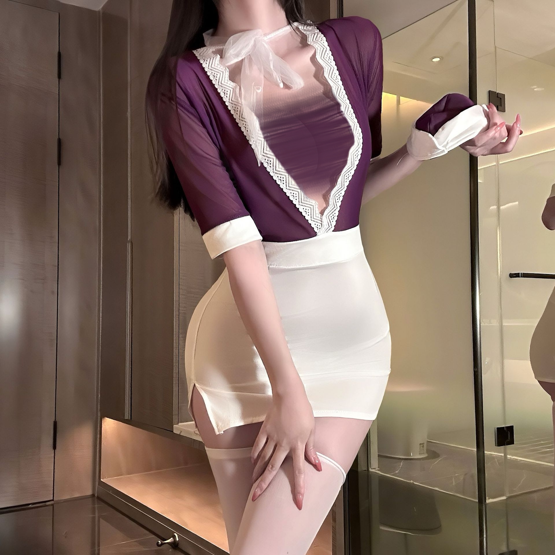 空姐制服套装纯欲秘书透视包臀裙