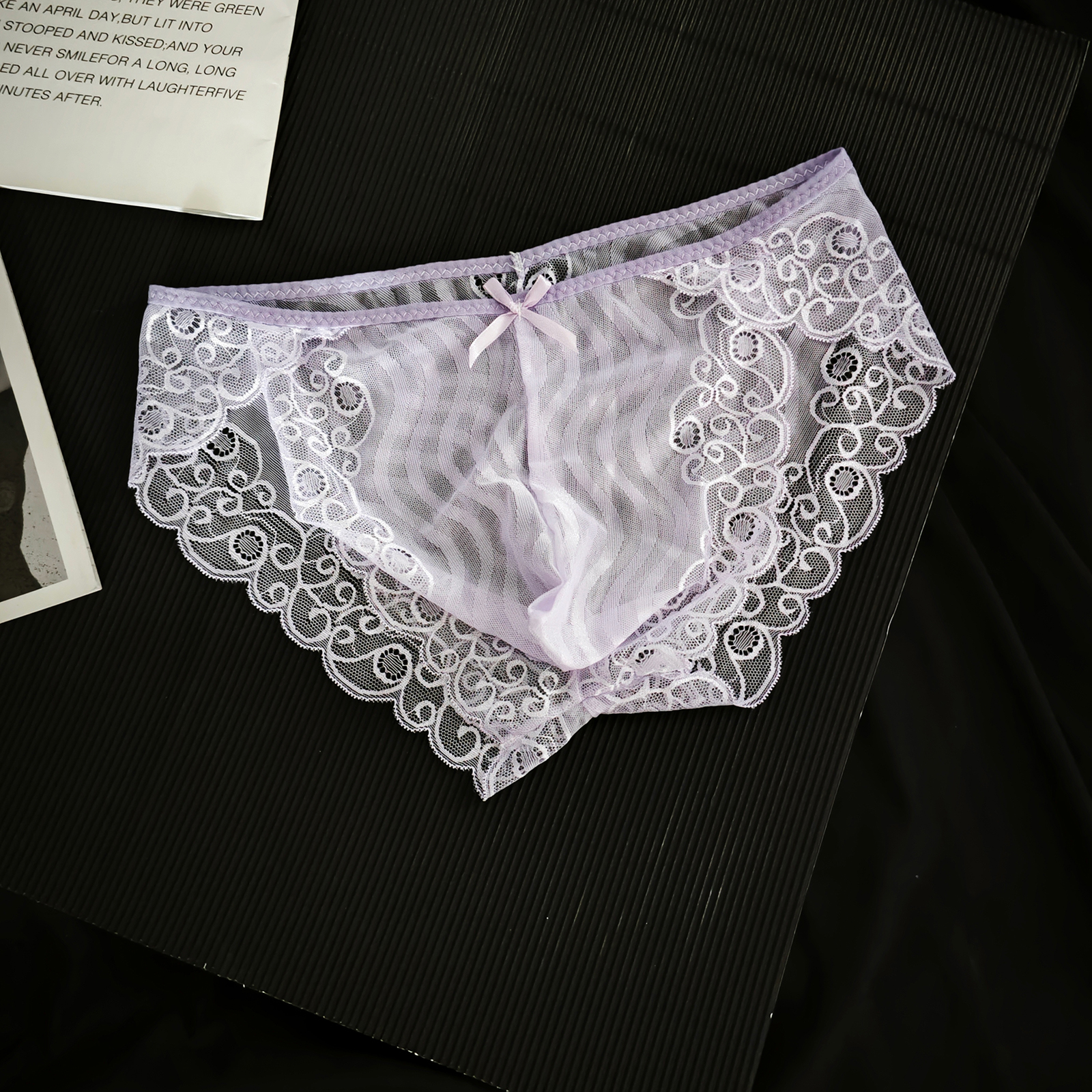 狂野勾人低腰性感网纱诱惑无痕夏三角裤透明U凸特色蕾丝男士内裤