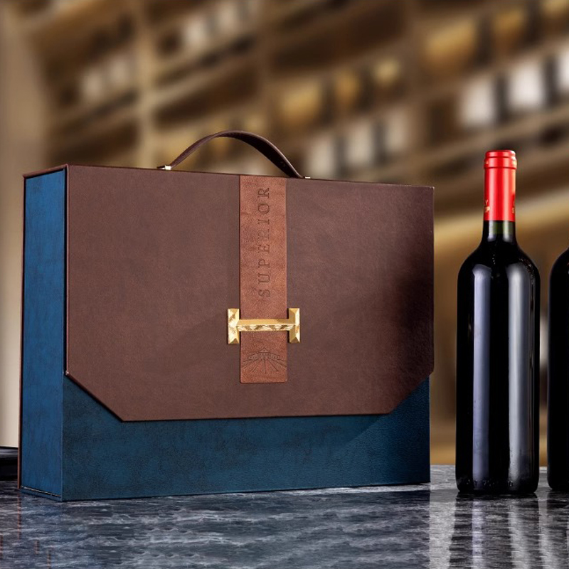 新款红酒盒手提干红葡萄酒包装礼品盒空盒高档送礼盒定制精致