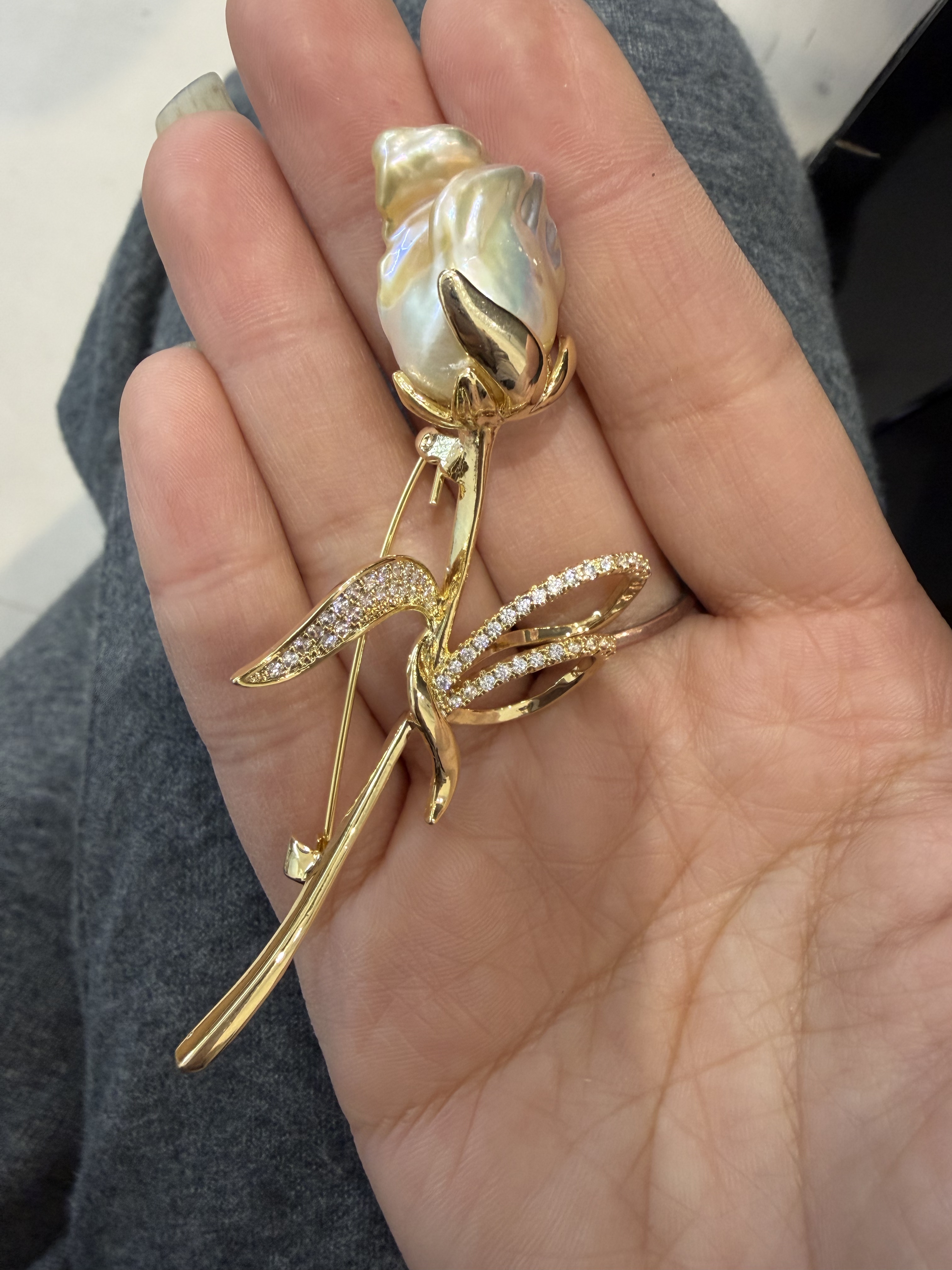 天然大巴洛克珍珠胸针 大衣西装配饰送长辈送老师新年礼物玫瑰花