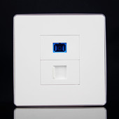 银边86型光纤电话插座开关面板SC单口光纤加RJ11语音电话墙壁插座