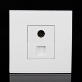 86型二位电话电视插座面板 两位双口语音电话TV有线电视开关插座