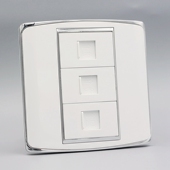 86型六类电脑电话插座面板单口CAT6千兆网线加双口CAT3电话线插座