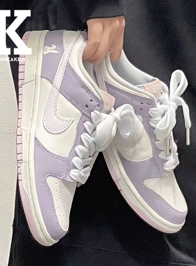 球鞋定制Nike/耐克DunkLow兔年可爱温柔休闲低帮运动白紫色板鞋