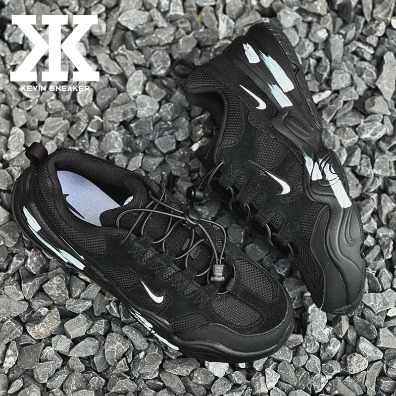 球鞋定制Nike耐克Tech Hera黑胶片黑武士户外高街低帮生活休闲鞋