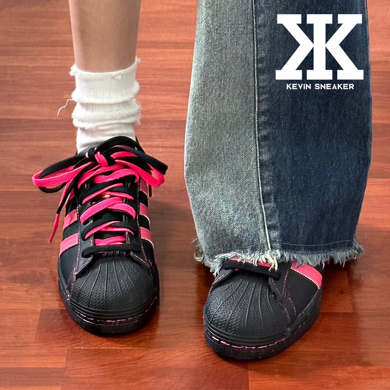 球鞋定制adidasoriginalsSuperstar甜酷蔓越莓黑红拼星溯低帮板鞋