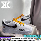 低帮板鞋 定制Nike耐克AirForce1LowLow曼巴元 素湖人鸳鸯款 球鞋