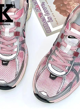 球鞋定制Nike耐克V2KRunRuntekk草莓芭菲蛋糕配色Y2K低帮跑步鞋