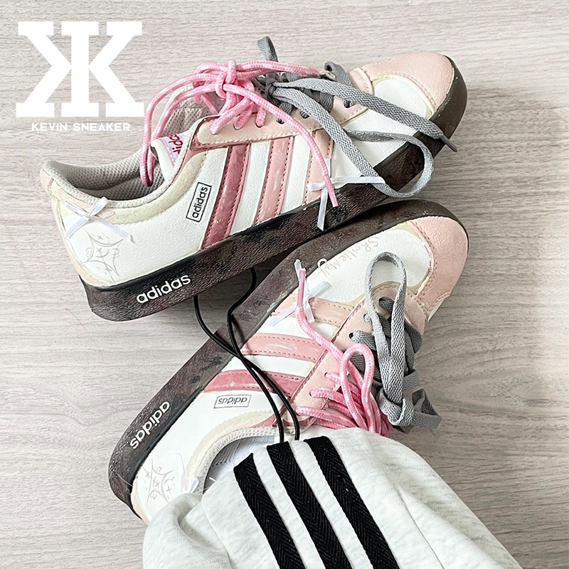 球鞋定制adidas neo VL Court 2.0星星少女芭蕾风甜酷低帮板鞋