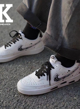 球鞋定制Nike Court VisionLow男女款中国风泼墨秋冬低帮运动板鞋