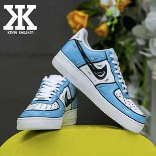 男款 球鞋 定制NikeAirForce1空军一号定制二次元 板鞋 CW2288 北卡蓝