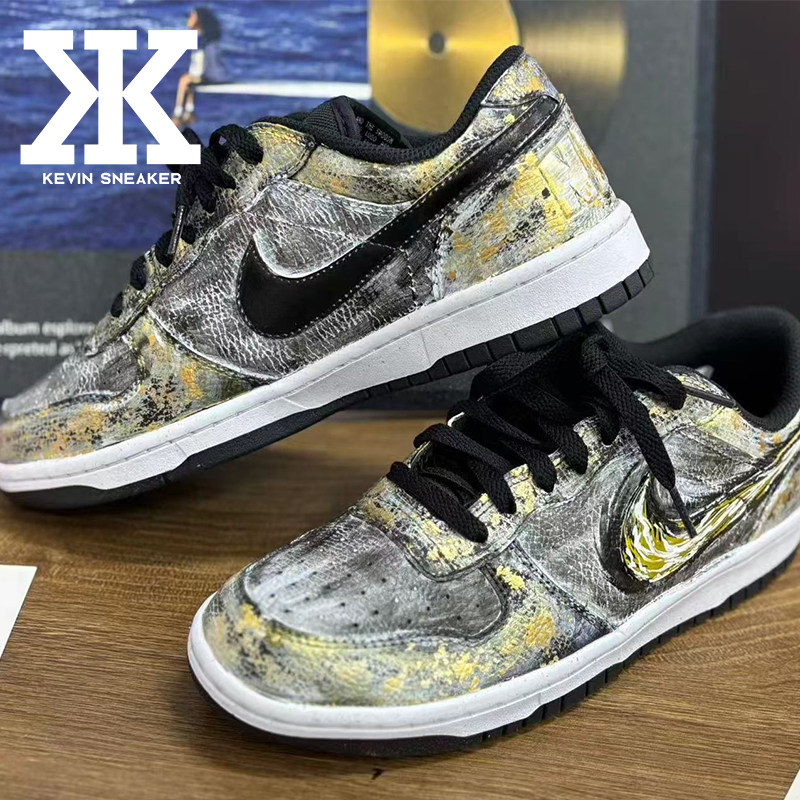 球鞋定制Nike耐克Big江浸月金帝焚天炎火焰灼烧烫金工艺低帮板鞋