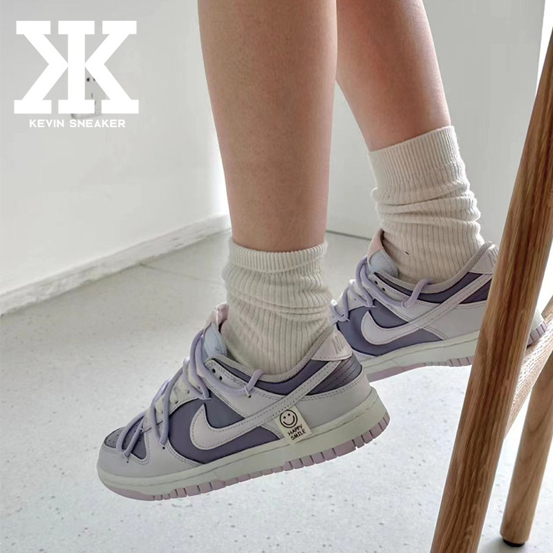 Nike耐克香芋笑脸标签系带女低帮