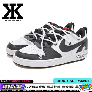 Borough 球鞋 Court 定制Nike Low2熊猫涂鸦低帮黑白运动舒适板鞋