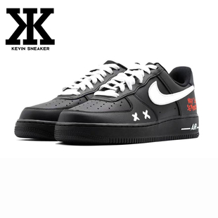 球鞋定制Nike耐克AirForce1Low黑武士奥利奥白勾复古经典低帮板鞋