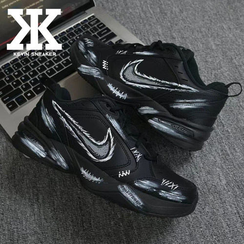 球鞋定制Nike耐克Air Monarch4涂鸦小男孩百搭潮流涂鸦低帮老爹鞋