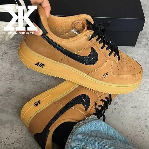球鞋定制Nike耐克Air Force1星辰漫步冷酷小麦经典复古低帮板鞋