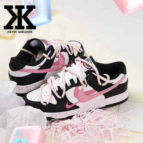 Nike耐克黑粉彩点系带女低帮板鞋