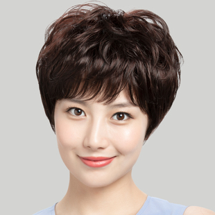 假发全头套女真人发丝短发真发中老年妈妈款假发套自然女士假头发
