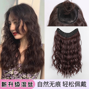 假发片直发一片式高颅顶垫发片大波浪长卷发增发量蓬松仿真假发片