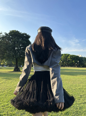 简爱花园◆显瘦款黑色网纱tutu裙蓬蓬裙高腰A字半身裙短裙JA411