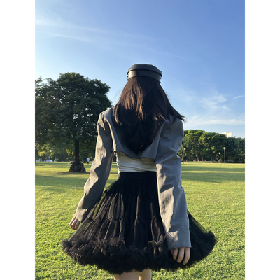 黑色网纱蓬蓬半身裙tutu裙短裙