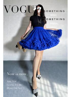 简爱花园◆高腰A字蓬蓬短裙克莱因蓝网纱tutu裙公主裙大摆裙JA343