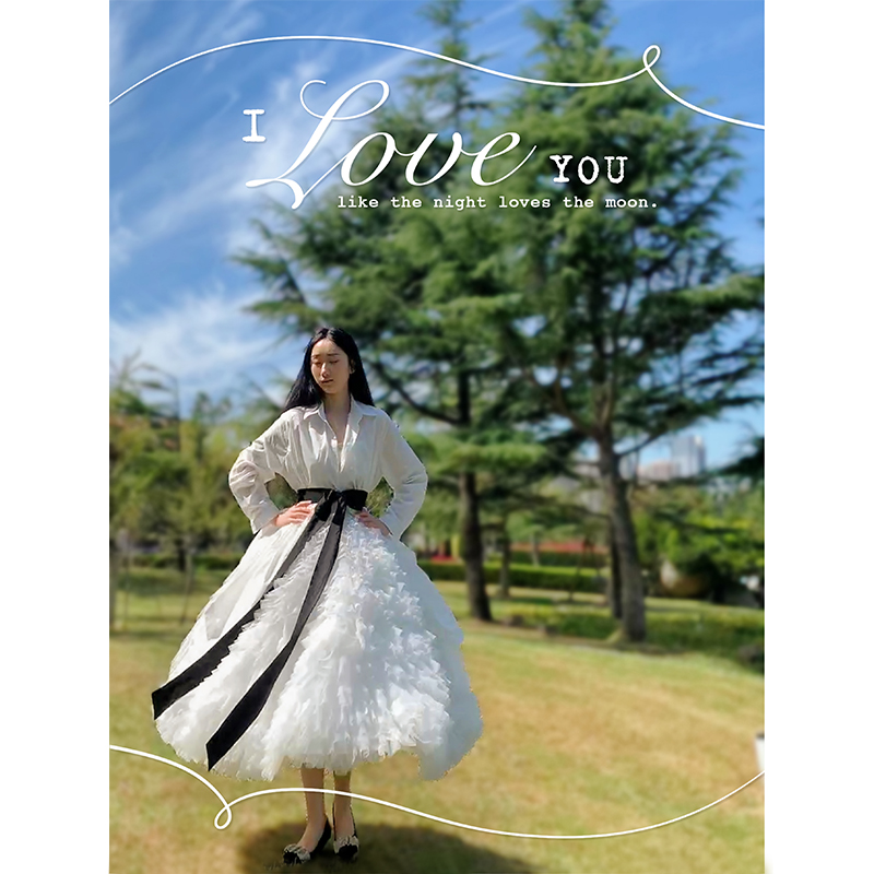 春秋款重工荷叶边层叠蓬蓬蛋糕裙