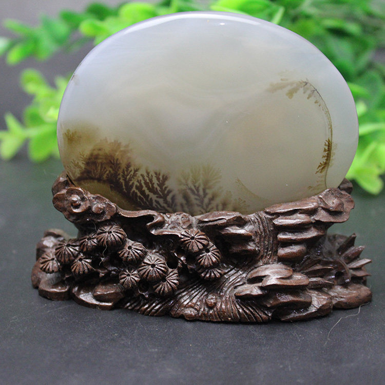 马达加斯加玛瑙草花水草花海洋玉髓黄龙玉奇石精品吊坠石头摆件