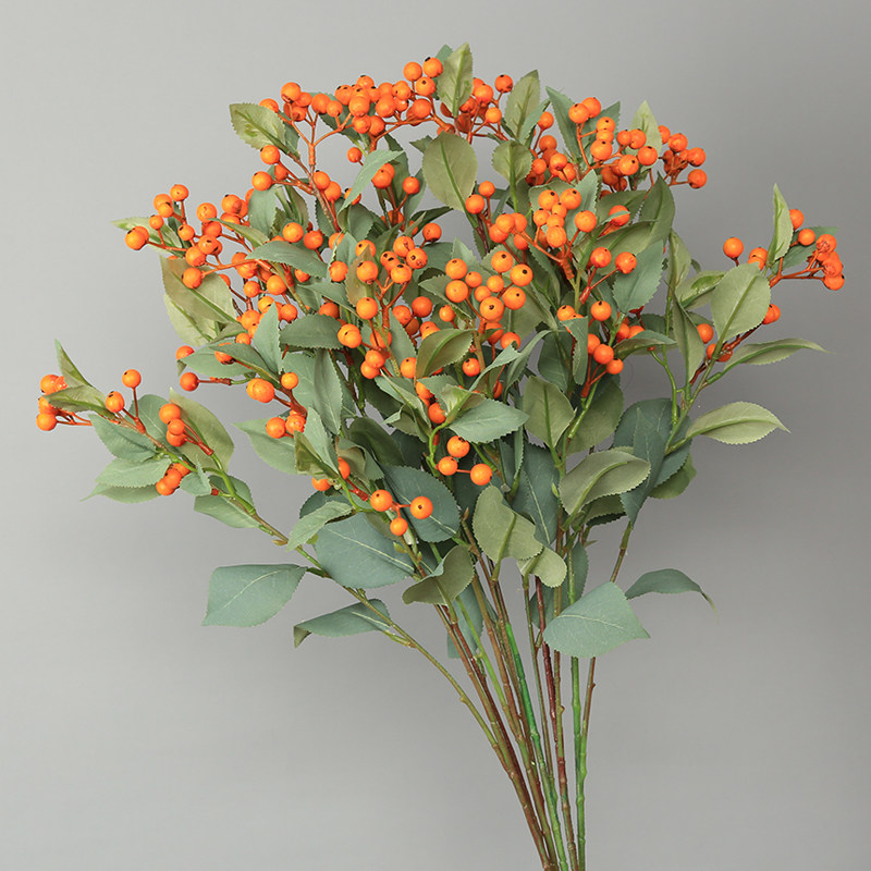 仿真红色果子发财果冬青蓝莓果样板间餐桌电视柜家居装饰花束摆件