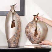 现代树脂花瓶贴花玄关摆件电视柜摆设装 工艺品 饰品客厅样板间美式