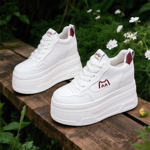 12CM厚底小白鞋女14厘米加绒松糕鞋小个子内增高10cm超高跟休闲鞋