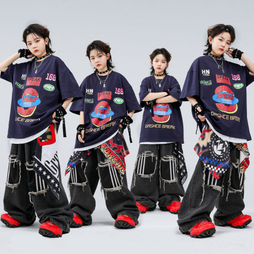 街舞儿童潮服嘻哈男女童舞蹈演出服装少儿hiphop炸街舞台表演时髦