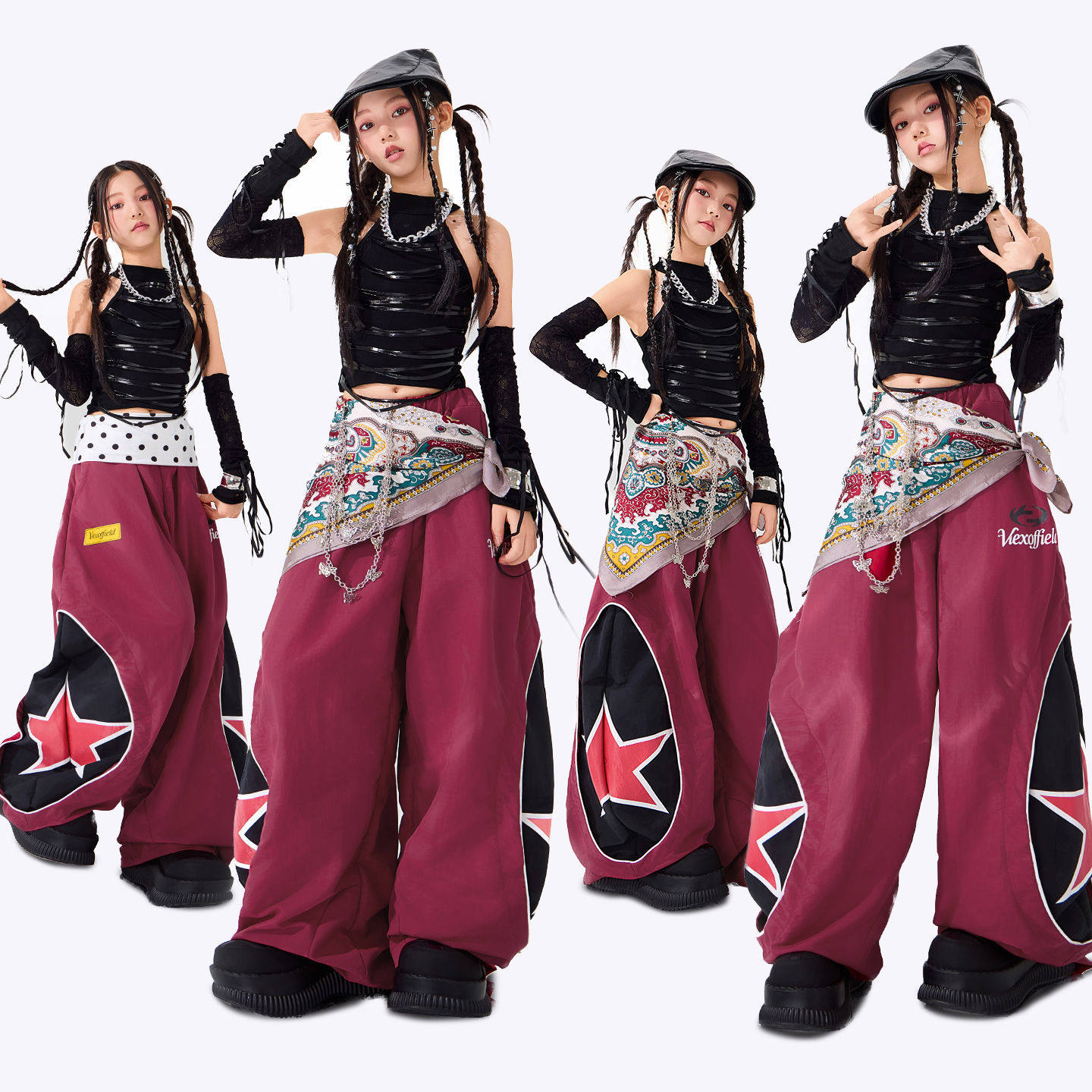 女童爵士舞嘻哈服装潮酷时髦女孩jazz少儿舞蹈套装儿童练功演出服