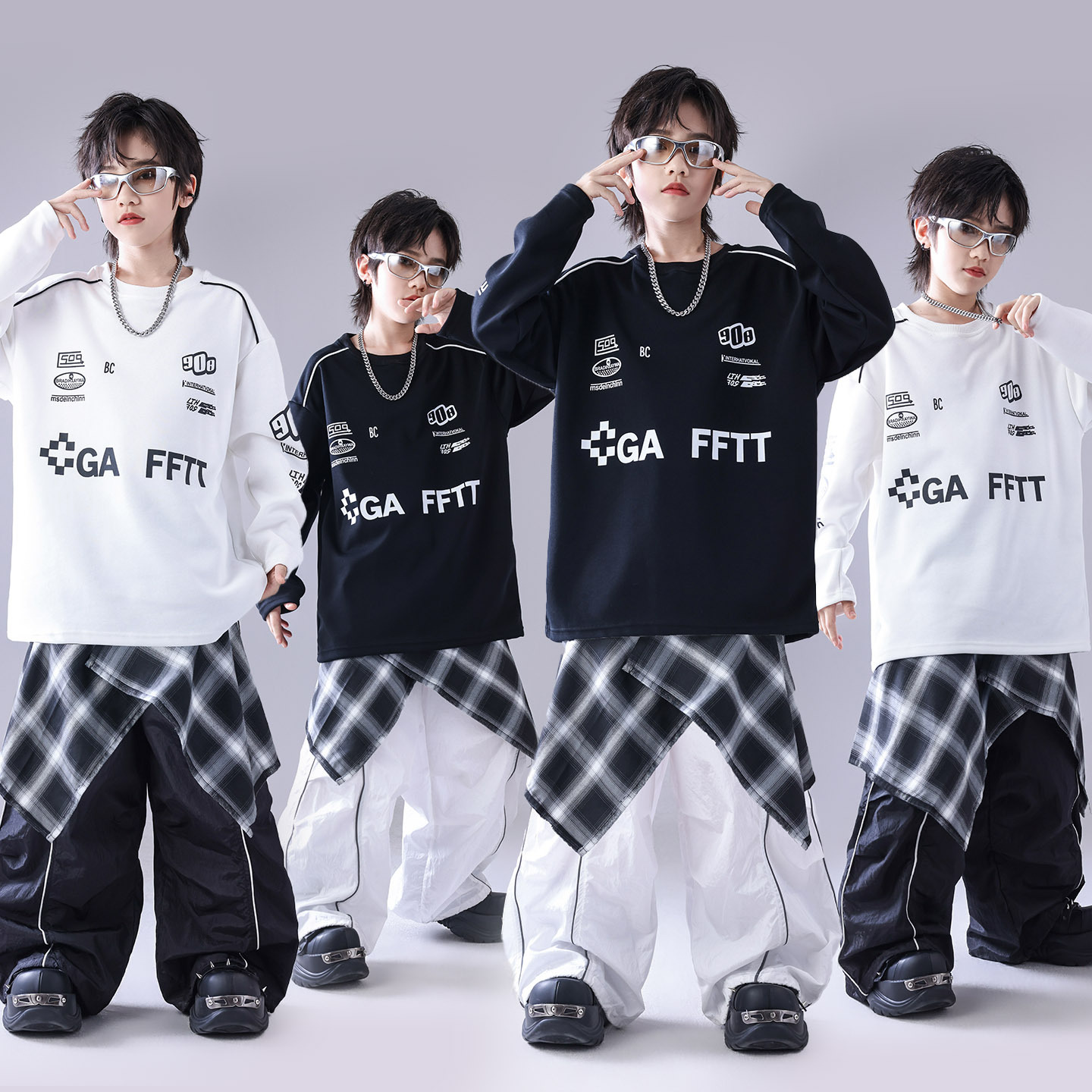 街舞儿童潮服少儿服装hiphop童装男童架子鼓演出服宽松潮酷套装女