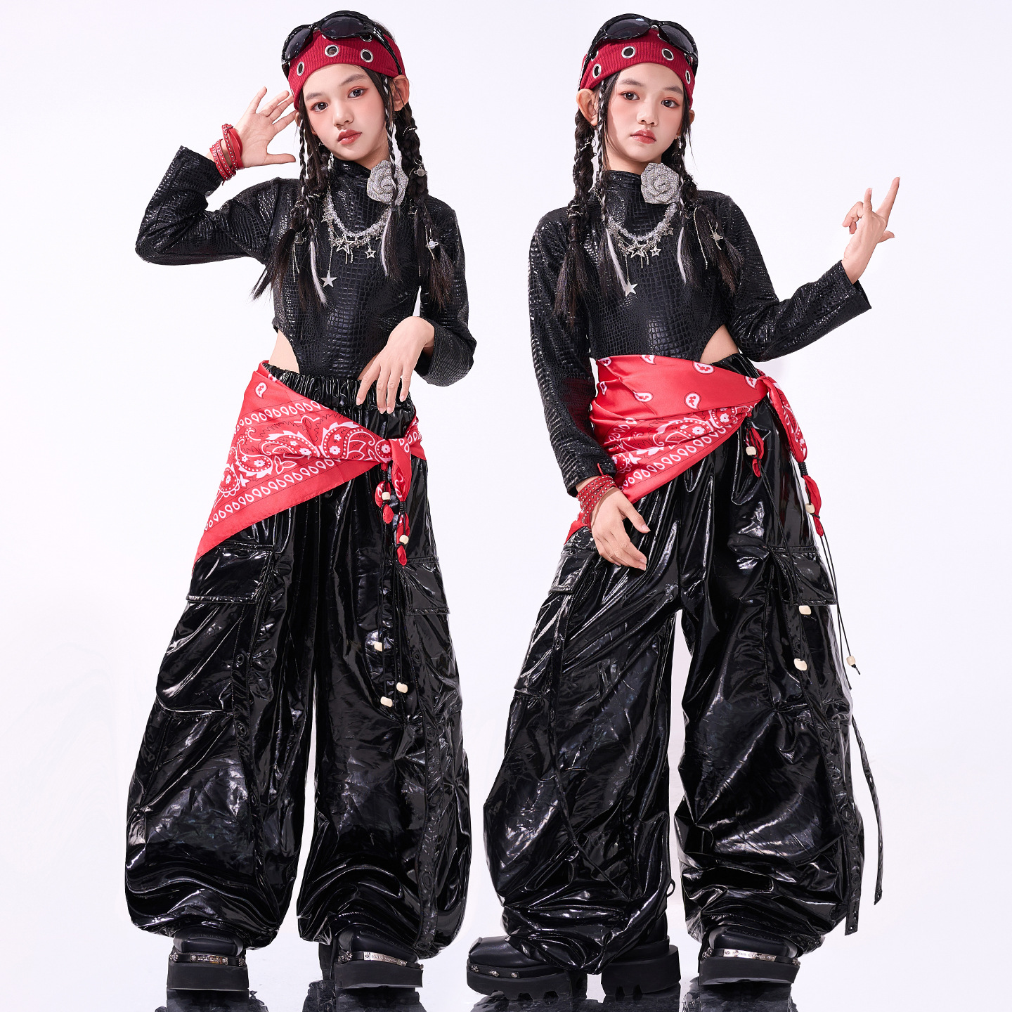 爵士舞女童服装时髦潮酷少儿JAZZ街舞演出服女团走秀表演服甜酷风