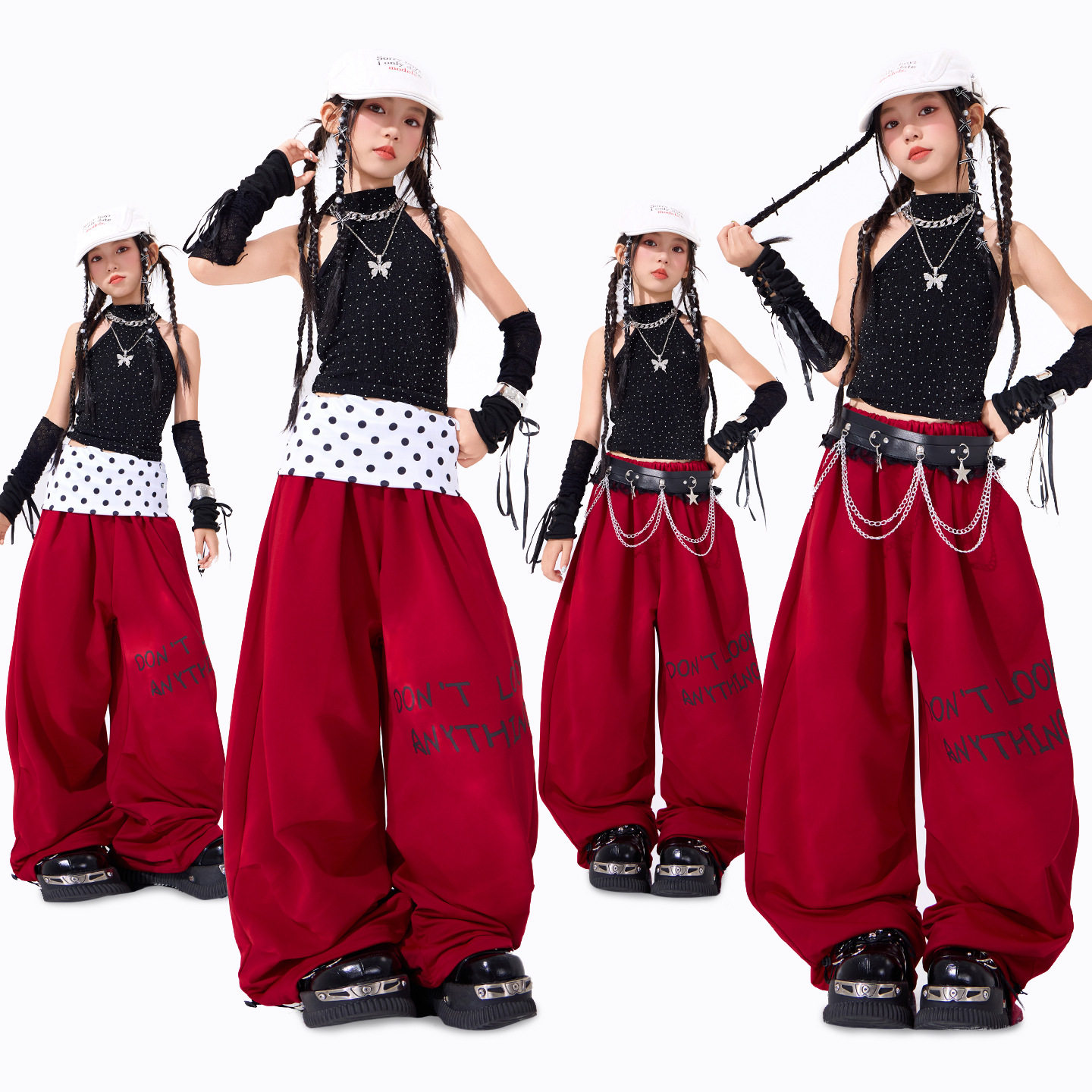 爵士舞女童服装时髦套装炸街甜酷女孩jazz演出服多巴胺儿童走秀潮