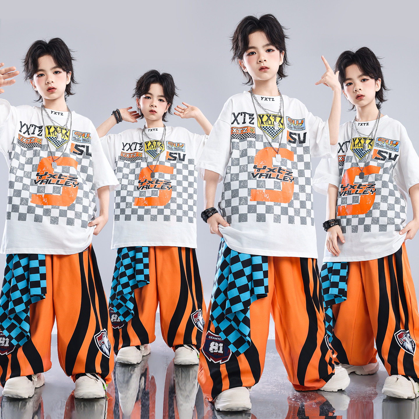 少儿街舞服装hiphop童装儿童多巴胺街舞潮服男童嘻哈潮酷宽松套装