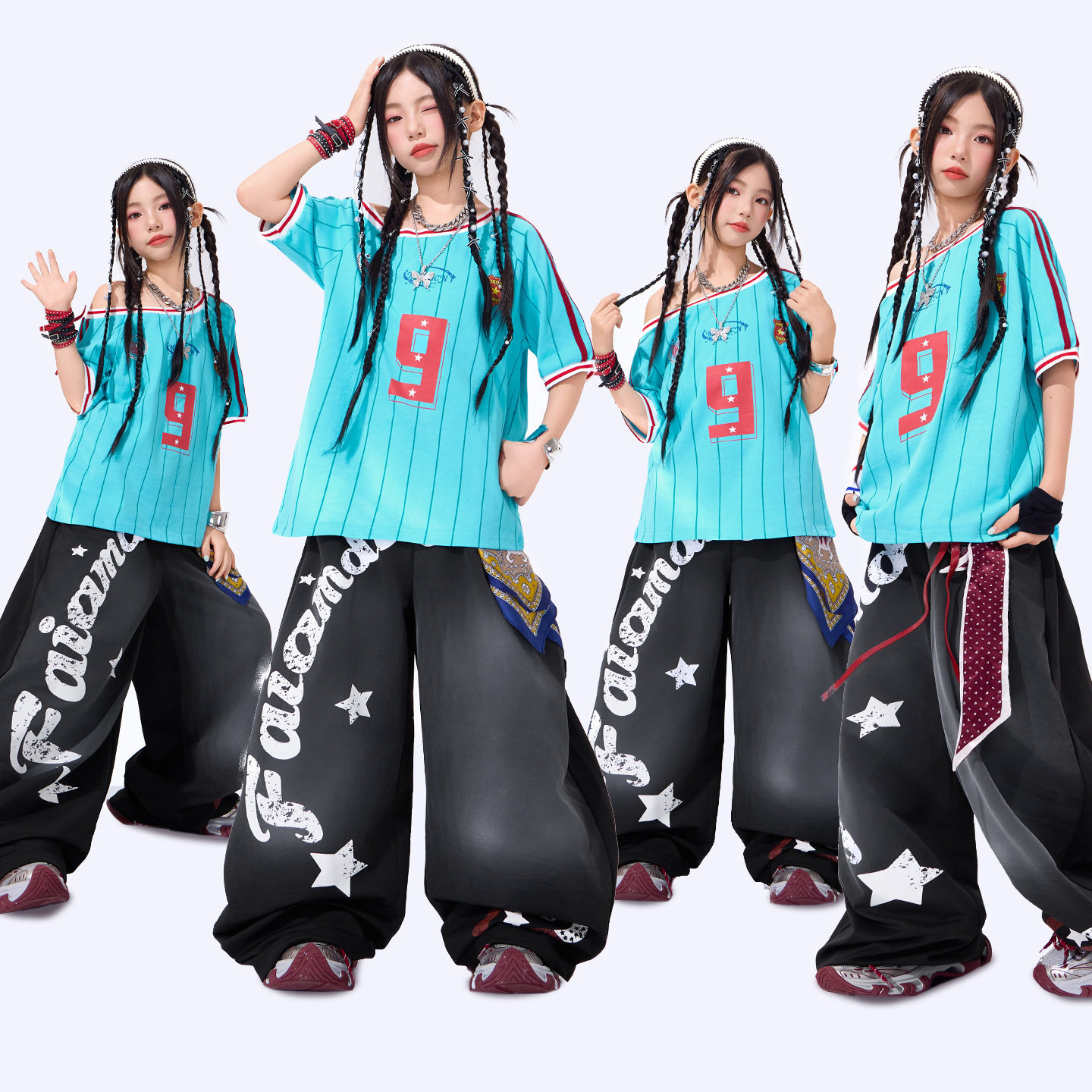 爵士舞女童服装嘻哈儿童街舞潮服套装jazz女孩走秀少儿舞台演出服