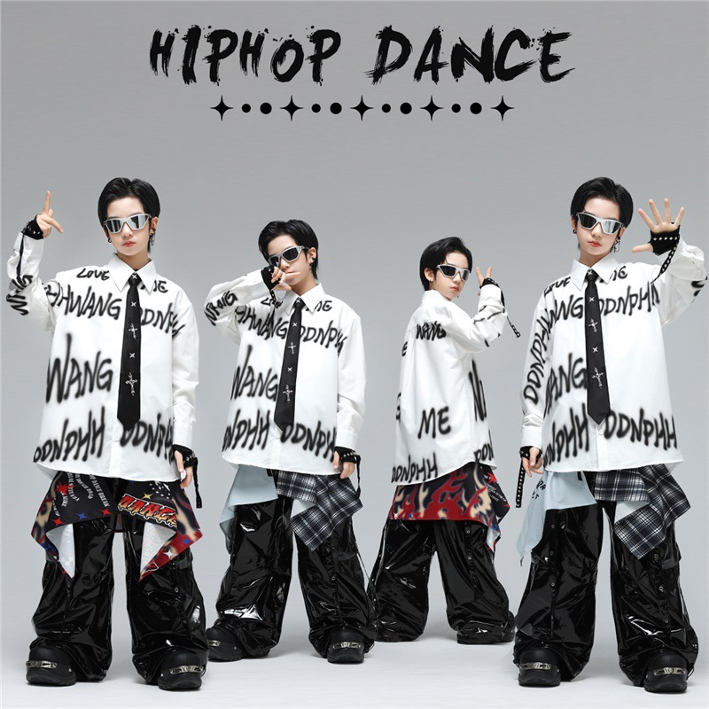街舞儿童潮服酷帅男童衬衫hiphop舞台表演少儿嘻哈元旦演出服炸街