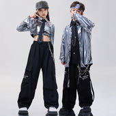 女童爵士舞服装 时髦潮酷帅儿童街舞潮服男童嘻哈hiphop演出服元 旦