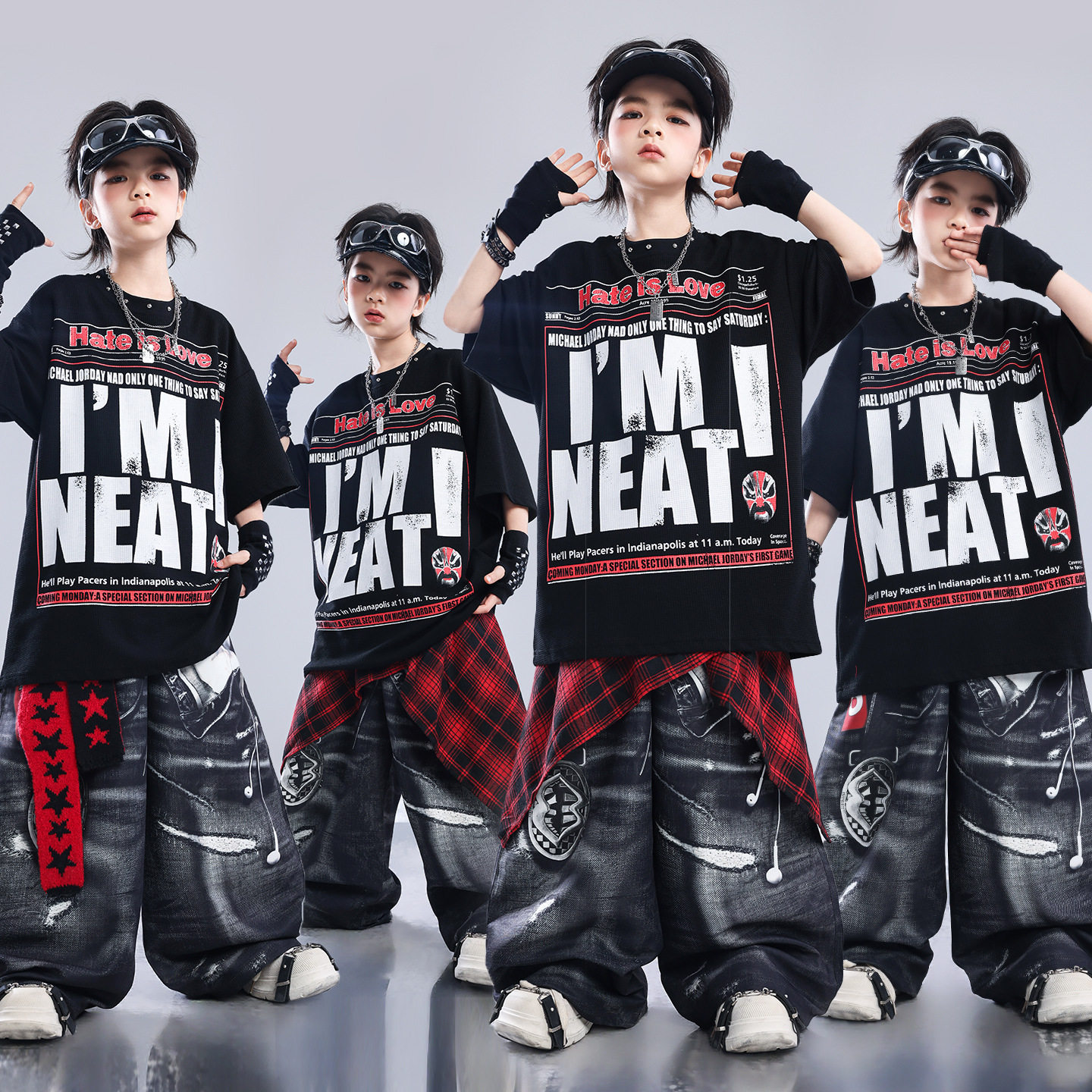 街舞儿童潮服少儿服装hiphop童装舞蹈表演男孩演出服男童宽松套装