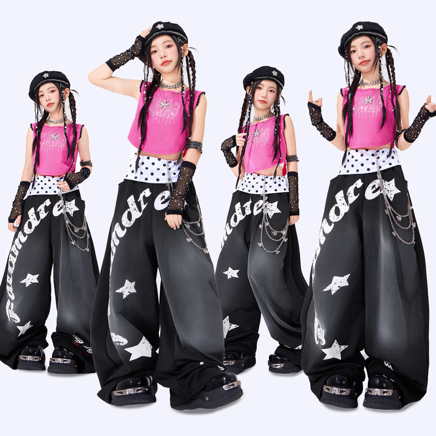 女孩jazz爵士舞潮服女童甜酷无袖短裙街舞舞蹈服韩舞街舞演出服