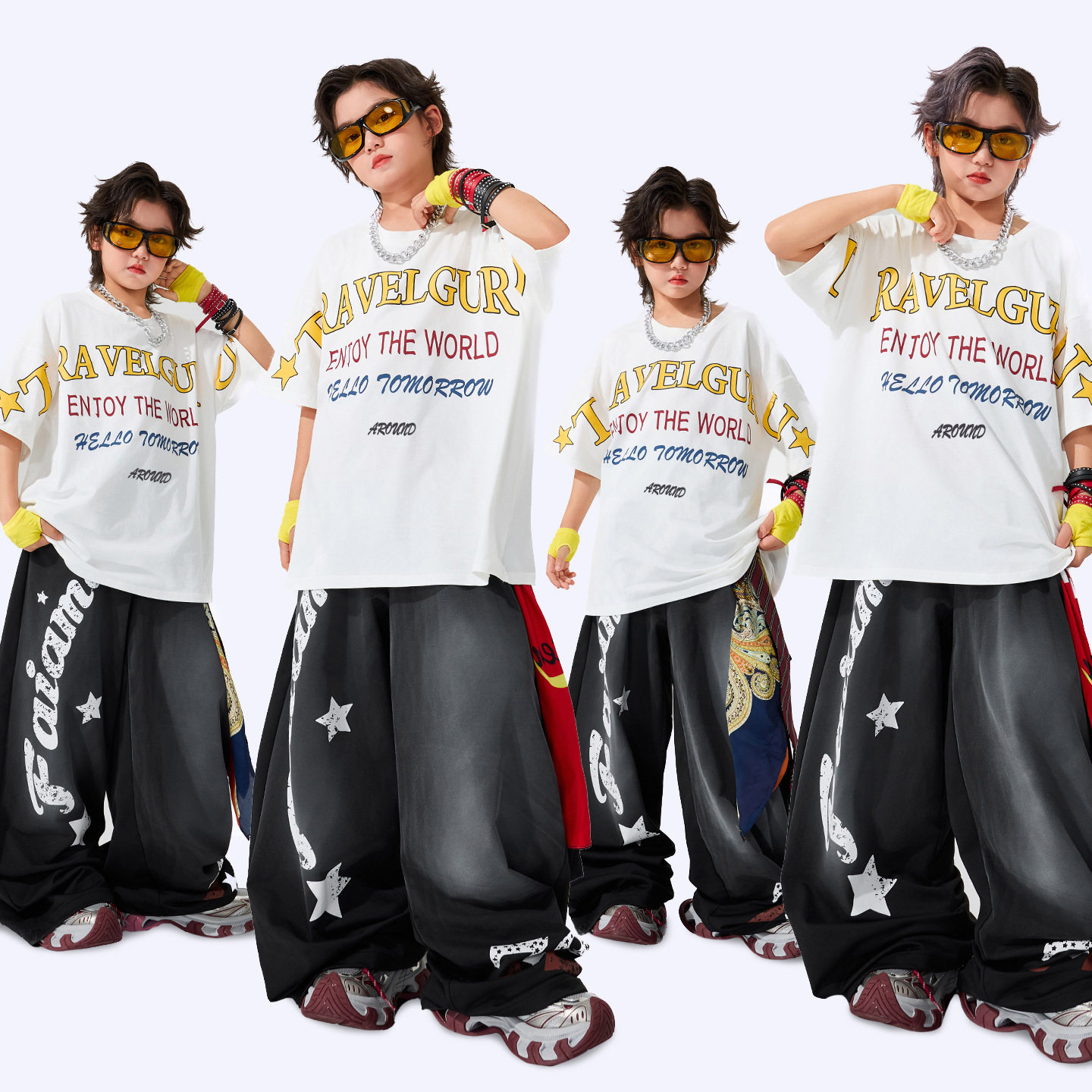 街舞儿童潮服嘻哈套装男童演出服T恤少儿hiphop女童爵士舞表演服